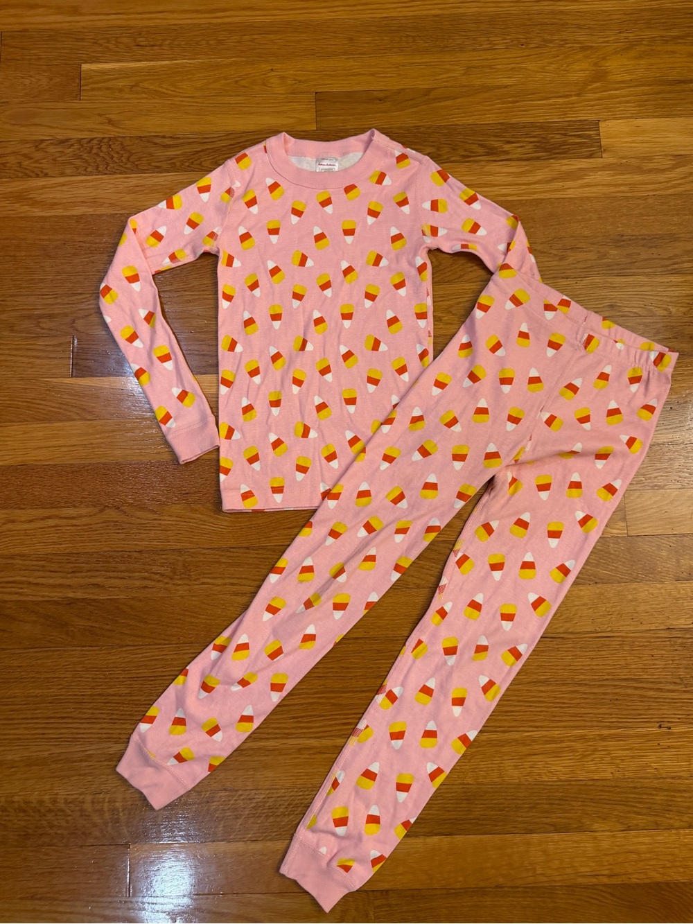 Hanna Andersson Pink Candy Corn Kids Pajama Set - Size 8 (130cm) Halloween PJs